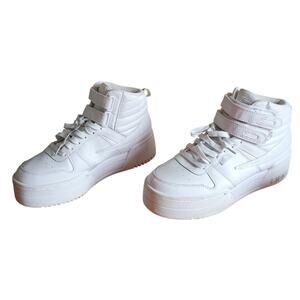 Fila Women 11 White Strappy High Top Lace up Platform Sneaker Tennis Shoes